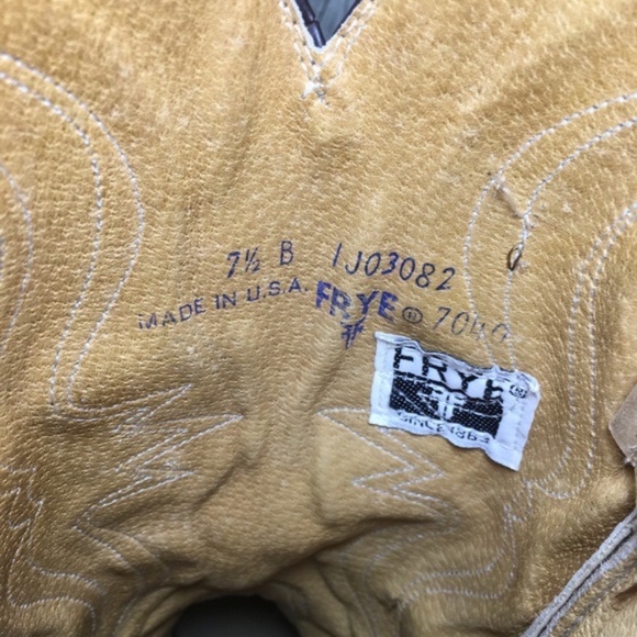 Vintage Frye #7040 Womens Red Stacked Heel Leather Cowboy Western Boots Size 7.5 - Picture 8 of 9